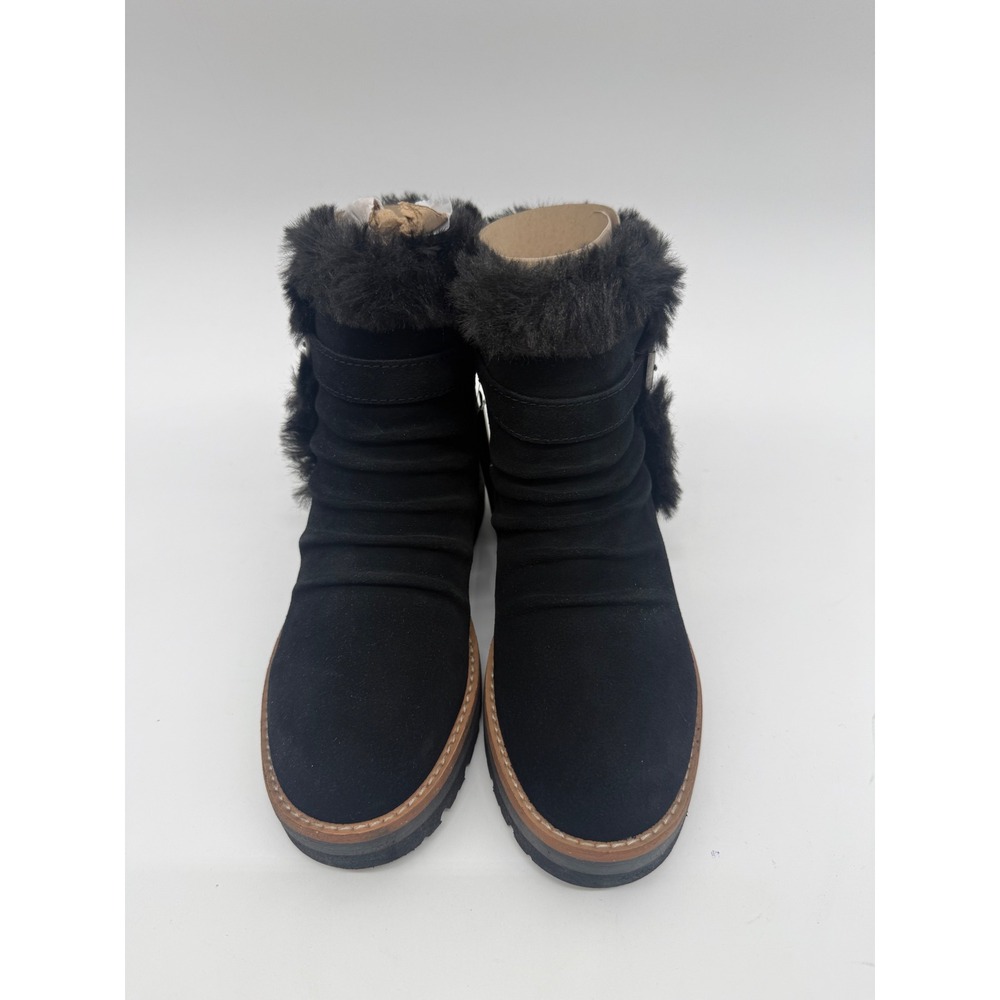 Earth Yara Women Black Waterproof Leather Faux Fur Ankle Boots Size 6M Rugged - Picture 3 of 5